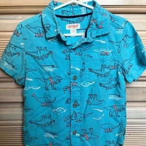 Toddler Boys Cat & Jack Blue Dinosaur Print Shirt ~ Size 4T
